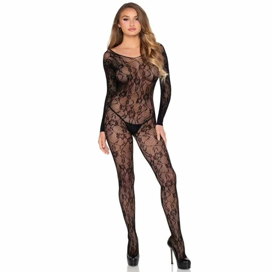 Krajkový bodystocking Leg Avenue 89366, černý, univerzální velikost - obrázek 6
