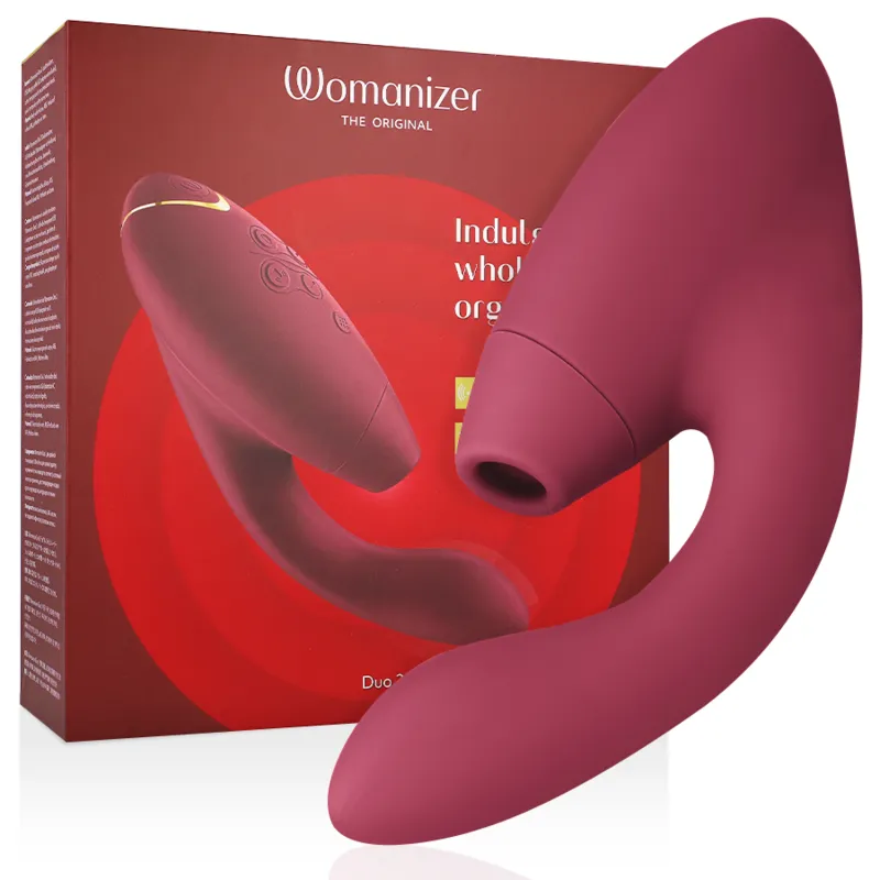 Rabbit vibrátor s tlakovým stimulátorem klitorisu Womanizer Duo 2, bordó