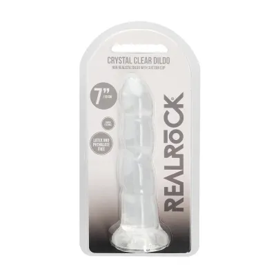 Dildo s přísavkou RealRock Crystal Clear, nerealistické, průhledné, 17 cm - obrázek 2