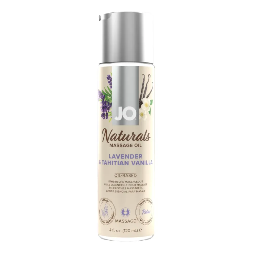 Veganský masážní olej JO Naturals Lavender & Tahitian Vanilla, 120 ml