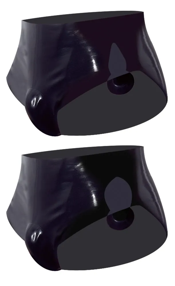 Pánské latexové slipy LateX s nafukovacím análním kolíkem, černé, S - obrázek 4