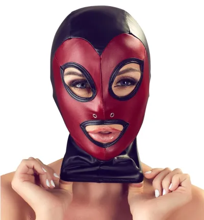 Elastická maska na hlavu Bad Kitty, černo-červená, unisex, univerzální velikost - obrázek 3