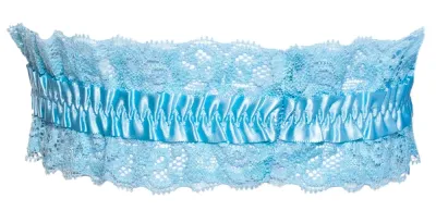 Krajkový podvazek Cottelli Accessories se saténovou mašlí, světle modrý, 5,5 cm - obrázek 4