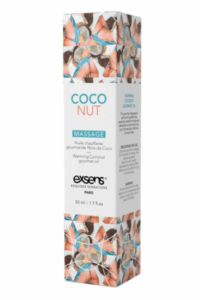 Hřejivý masážní olej EXSENS Coconut, kokos, 50 ml