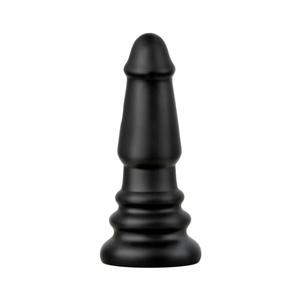 Anální kolík BUTTR Tactical II, protáhlý, s vroubkovanou základnou, černý, 26 cm