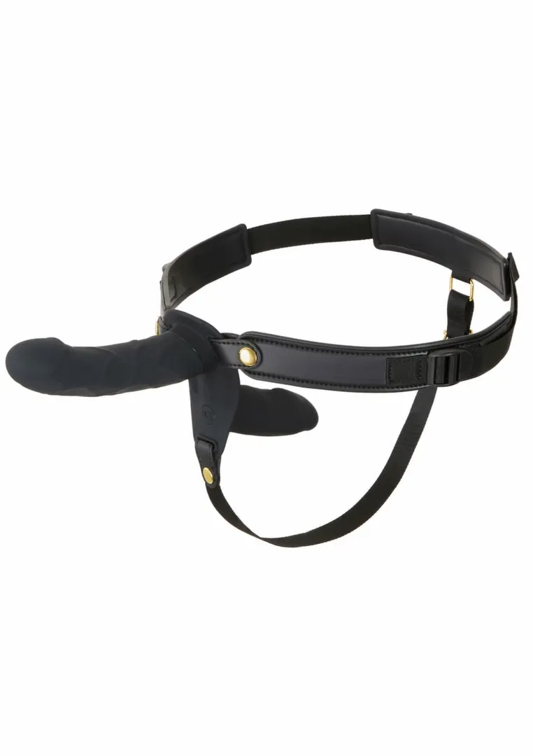 Vibrační strap-on Inferno Double s dálkovým ovládáním, silikon, 14 cm, černý - obrázek 4