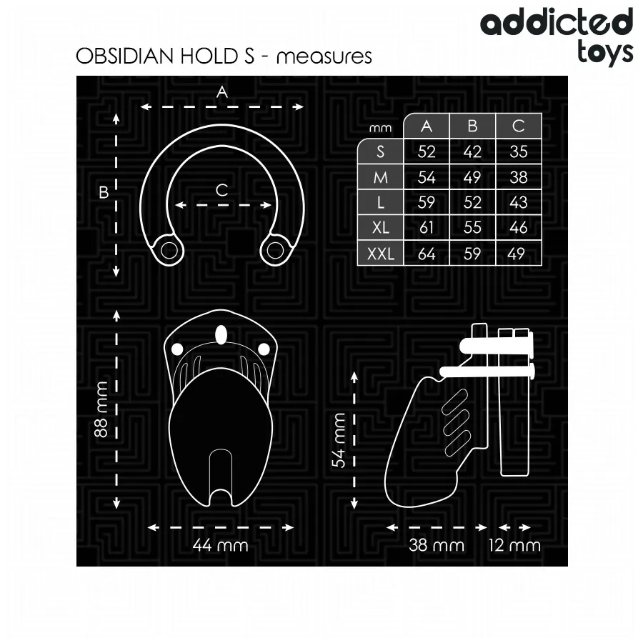 Klec cudnosti Addicted Toys Locked Obsidian Hold, velikost S, černá - obrázek 5