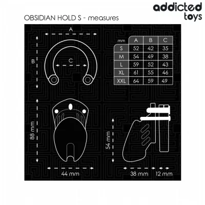 Klec cudnosti Addicted Toys Locked Obsidian Hold, velikost S, černá - obrázek 5