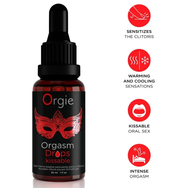 Stimulační kapky na klitoris Orgie Orgasm Drops Kissable, 30 ml