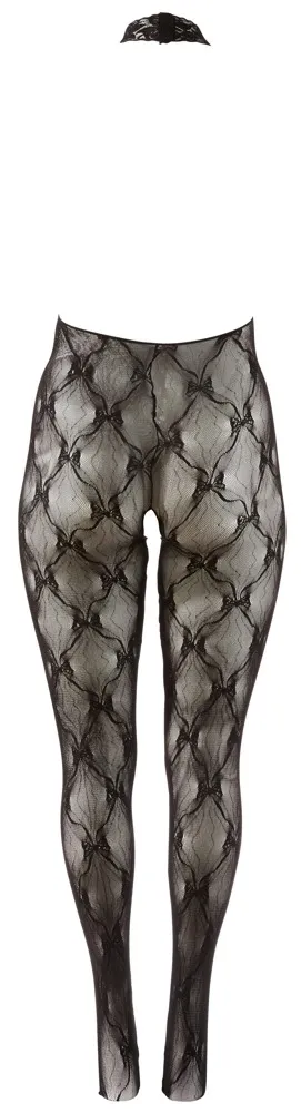 Krajkový catsuit Cottelli Fantasy s výstřihem za krk a otevřeným rozkrokem, černý, S-L - obrázek 7