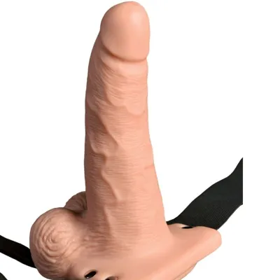Dutý vibrační strap-on s varlaty Fetish Fantasy Series, dálkové ovládání, 15 cm - obrázek 3