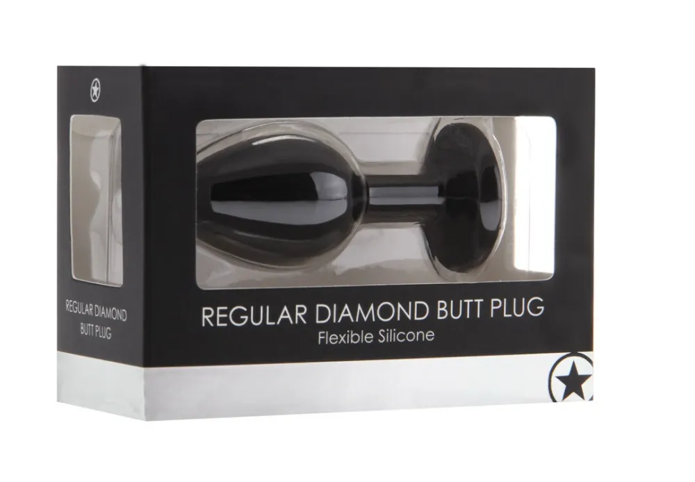 Silikonový anální kolík EasyToys Diamond Regular s ozdobným kamínkem, černý - obrázek 2
