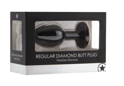 Silikonový anální kolík EasyToys Diamond Regular s ozdobným kamínkem, černý - obrázek 2