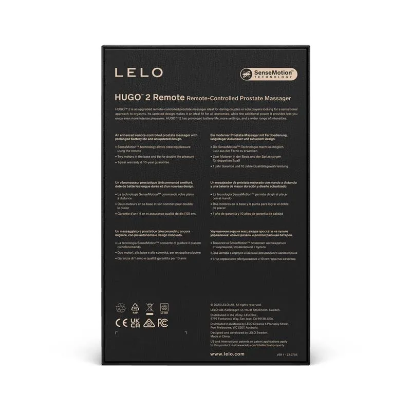 Stimulátor prostaty LELO Hugo 2 Remote s dálkovým ovládáním, černý - obrázek 6