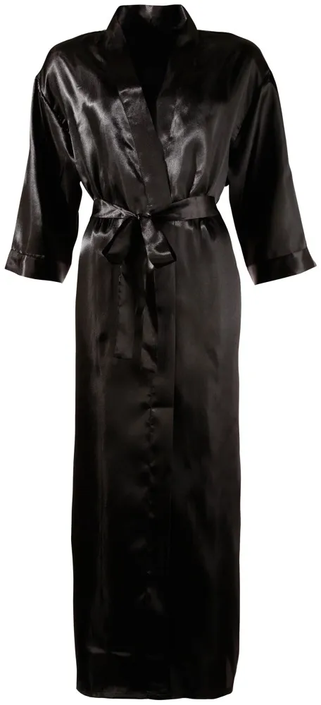 Saténové kimono Cottelli Collection, černé, 2XL/3XL - obrázek 4