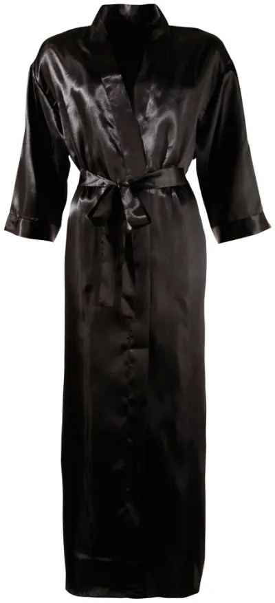 Saténové kimono Cottelli Collection, černé, 2XL/3XL - obrázek 4