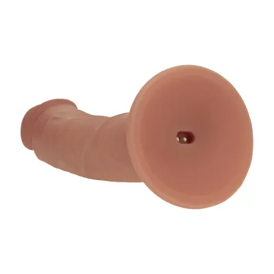 Realistický vibrátor RealRock Dual Density, zahnutý, s přísavkou, tmavší tělový, 15,5 cm - obrázek 5