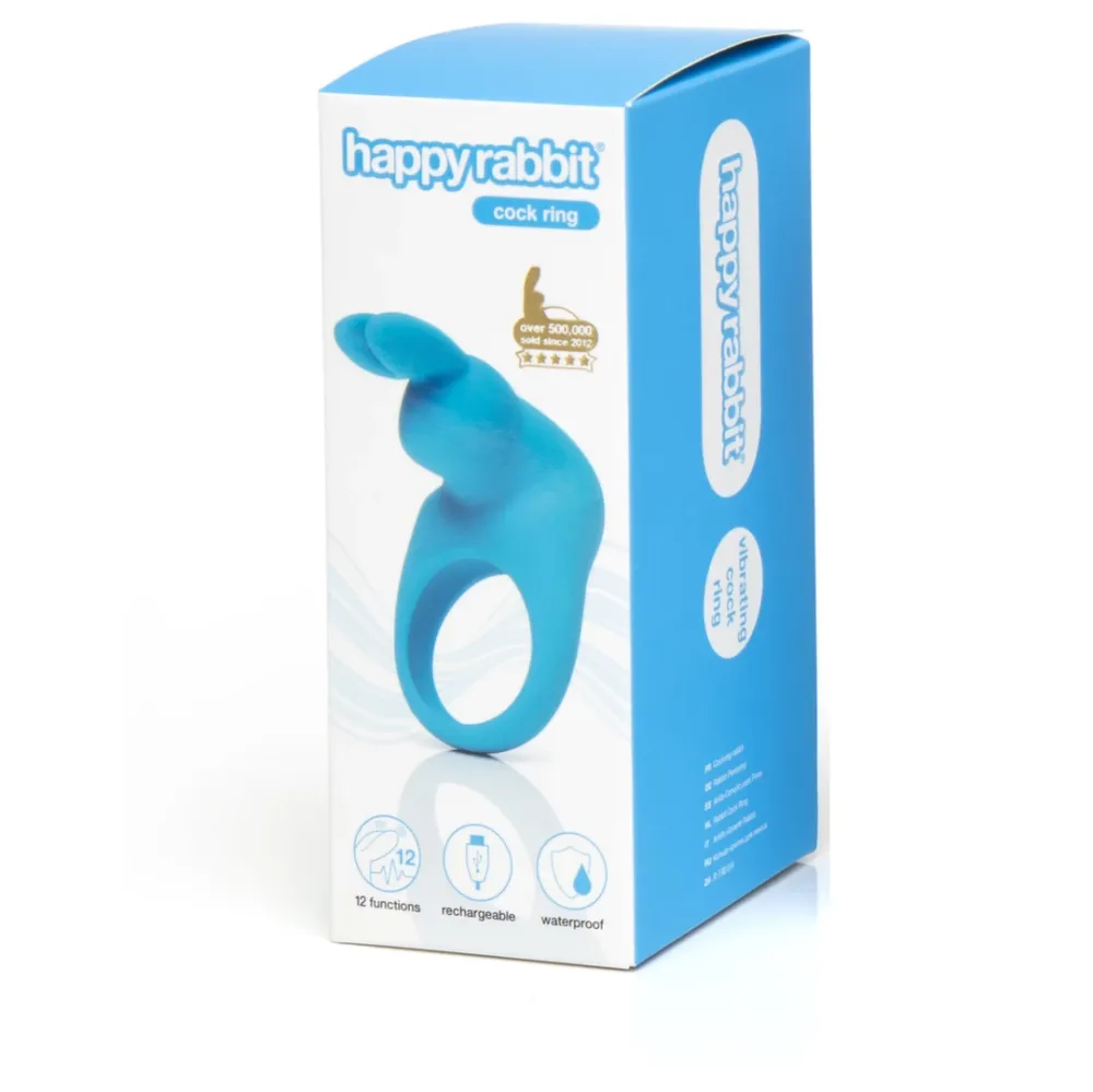Vibrační erekční kroužek Happy Rabbit Rechargeable s dvojitými oušky, modrý - obrázek 2