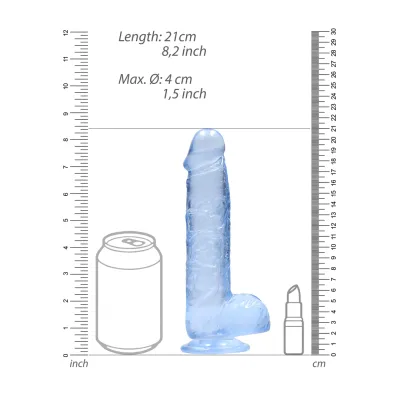 Realistické dildo s přísavkou RealRock Crystal Clear, průhledné, 21 cm - obrázek 6
