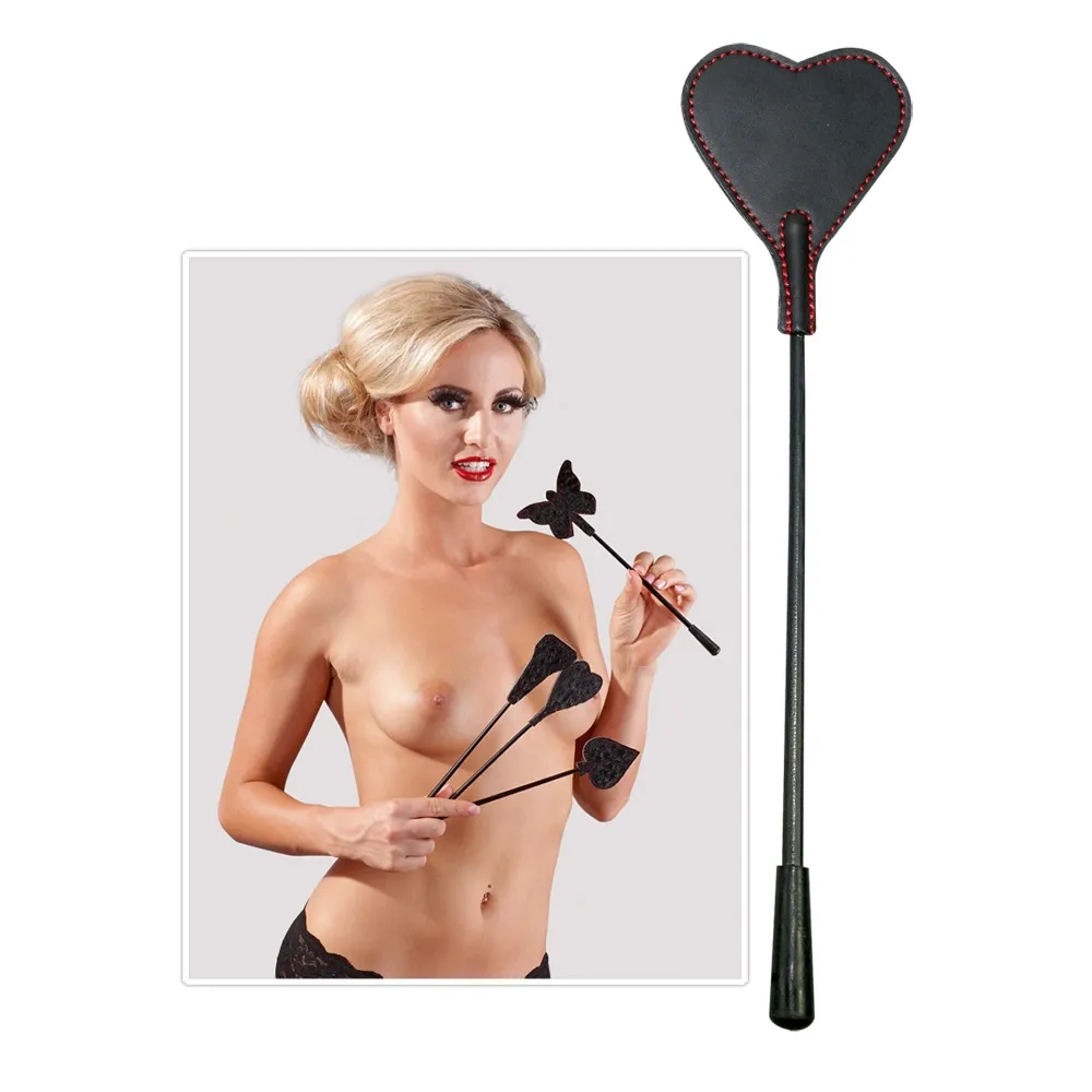 Jezdecký bičík You2Toys Heart Mini Crop s umělou kožešinou, černo-červený, 25 cm - obrázek 8