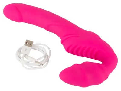 Vibrační strap-on bez postroje You2Toys Strapless, silikonový, fialový, 22 cm - obrázek 6