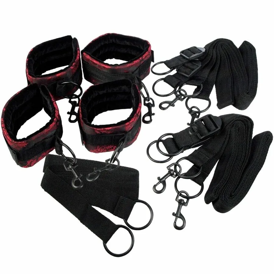 Sada pout k posteli CalExotics Scandal Bed Ties, červeno-černá