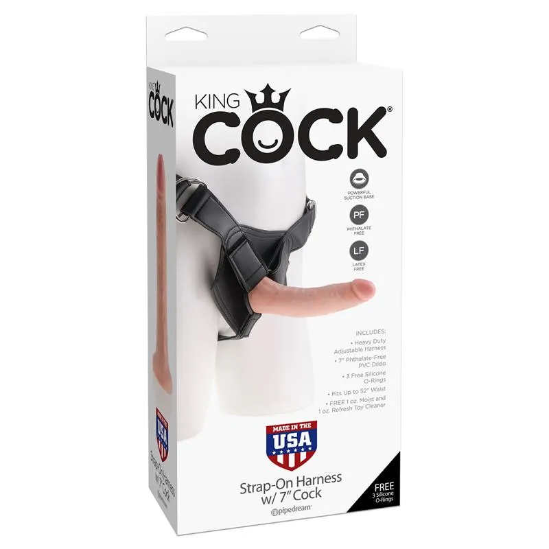 Strap-on King Cock s realistickým dildem 17,8 cm a postrojem, tělový - obrázek 2