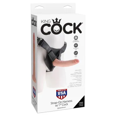 Strap-on King Cock s realistickým dildem 17,8 cm a postrojem, tělový - obrázek 2