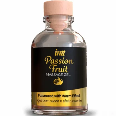 Hřejivý masážní gel INTT s příchutí maracuji, 30 ml