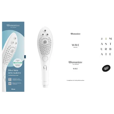 Sprchová hlavice se stimulací klitorisu Womanizer Wave, bílá - obrázek 12