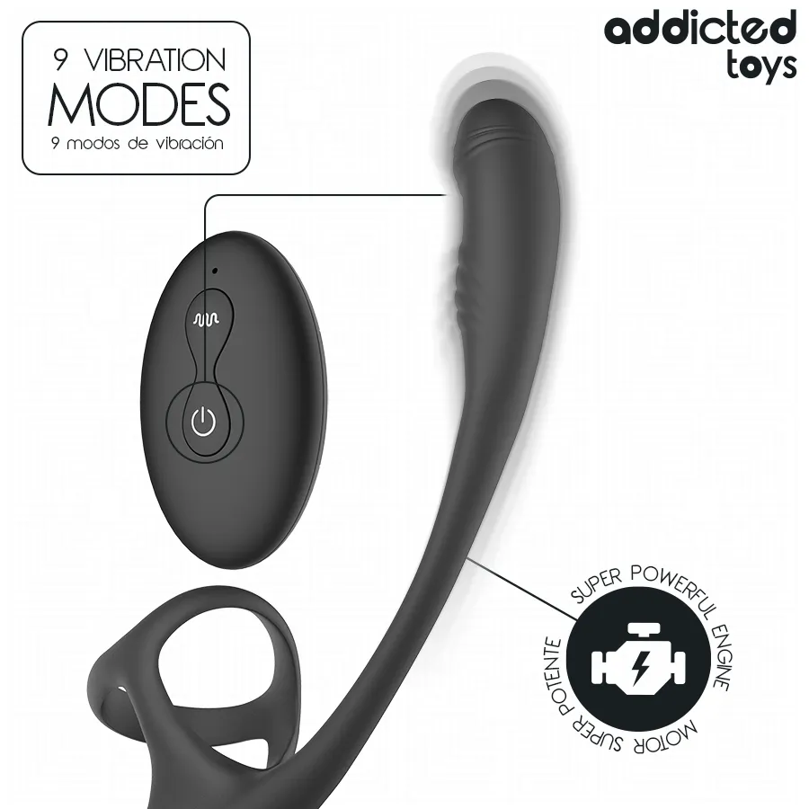 Stimulátor prostaty s erekčním kroužkem Addicted Toys, vibrace a pohyb 360° - obrázek 9