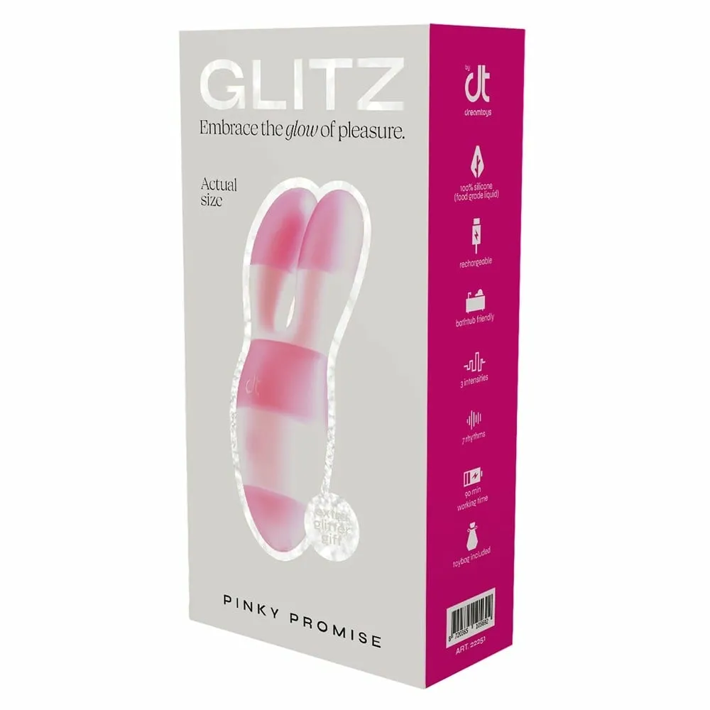 Cestovní minivibrátor Glitz Pinky Promise se dvěma motory, ohebný, růžový, 9 cm