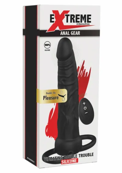 Anální vibrátor Double Trouble pro dvojitou penetraci s upevňovacími kroužky, 14 cm - obrázek 2
