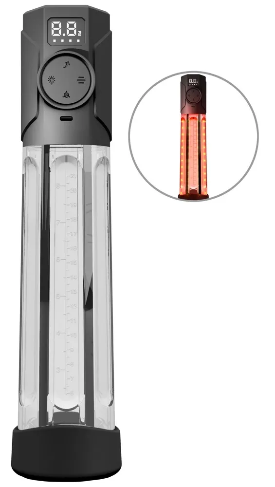 Vakuová pumpa na penis MrBoner Red Light Power Pump, infračervený ohřev, LED displej - obrázek 2