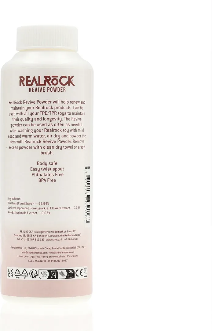 Ošetřující pudr RealRock Revive pro pomůcky z TPE/TPR, 120 g