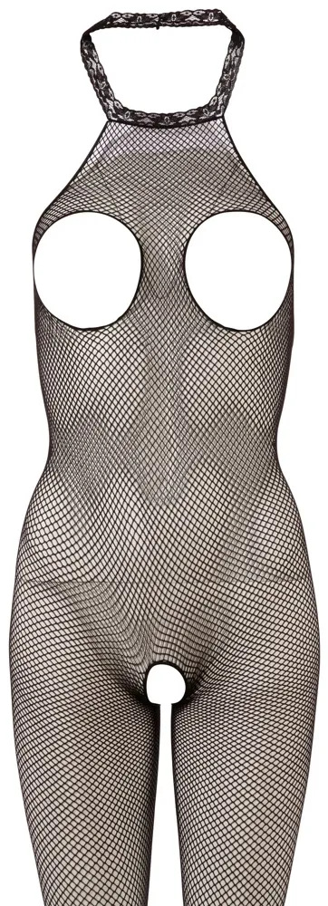 Síťový catsuit Cottelli Collection s otevřeným rozkrokem a hrudníkem, černý, S-L - obrázek 7
