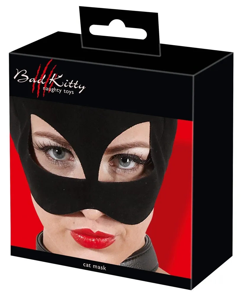 Kočičí maska Bad Kitty ve vzhledu nubuku, otvory pro oči a ústa, černá - obrázek 5