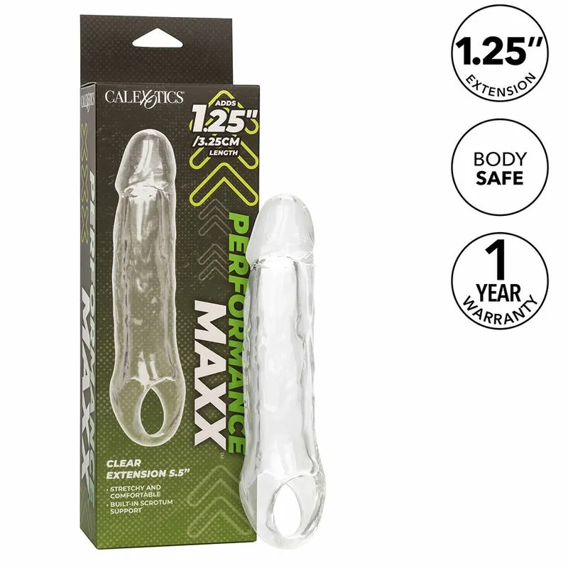 Návlek na penis CalExotics Performance Maxx Clear Extension 5.5", průhledný - obrázek 2