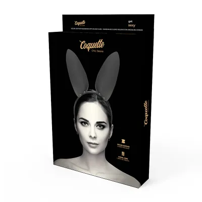 Čelenka s králičími oušky Coquette Chic Desire, černá, veganská kůže - obrázek 5