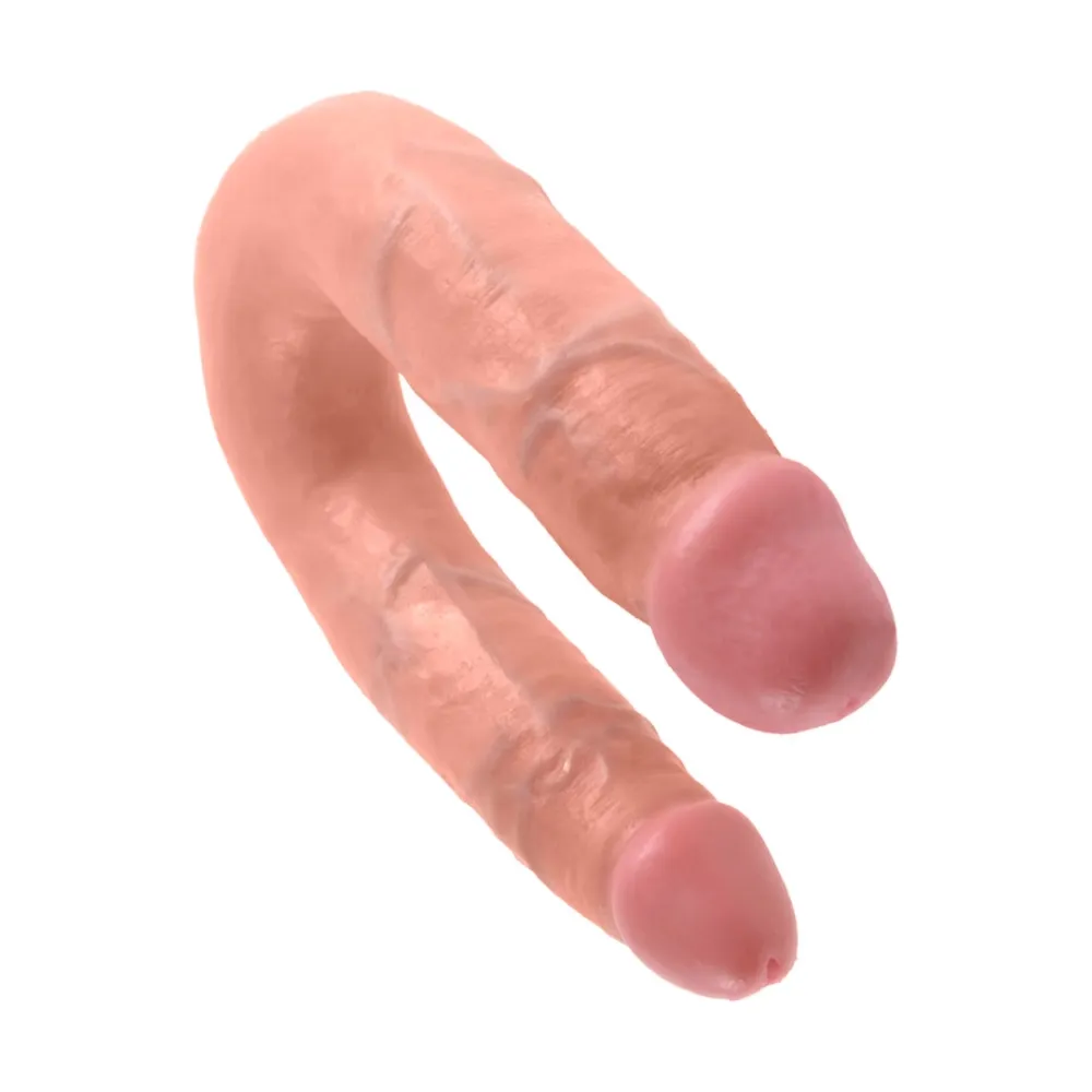 Oboustranné dildo King Cock U-Shaped Medium Double Trouble, tělové, 13,9 cm - obrázek 2