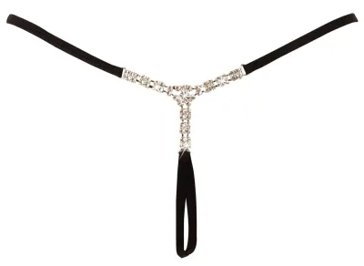Tanga s otevřeným rozkrokem Cottelli LINGERIE s kamínky, nastavitelná, černá, S-L - obrázek 6