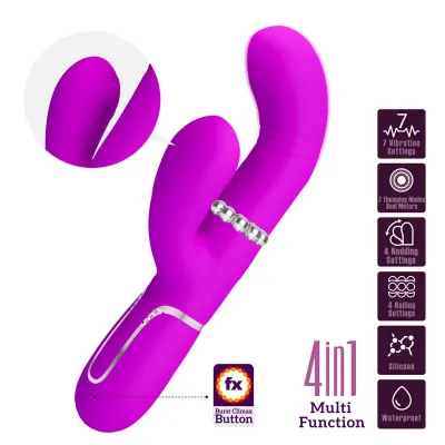 Multifunkční rabbit vibrátor na bod G Pretty Love s přirážením, fuchsiový - obrázek 2