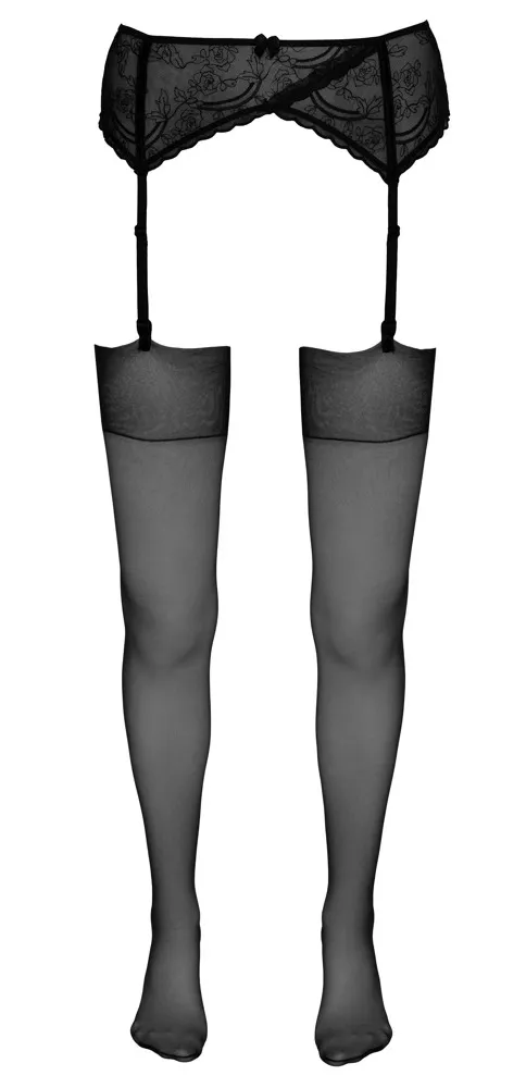 Lesklé černé punčochy Cottelli Collection, 20 DEN, klasický lem - obrázek 5