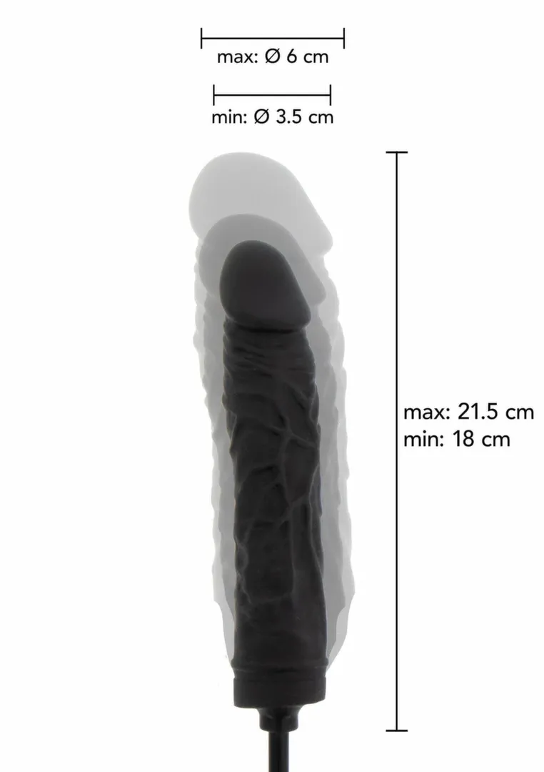 Nafukovací dildo Hidden Desire Extreme Inflatable Dong Advanced, silikon, černé - obrázek 2