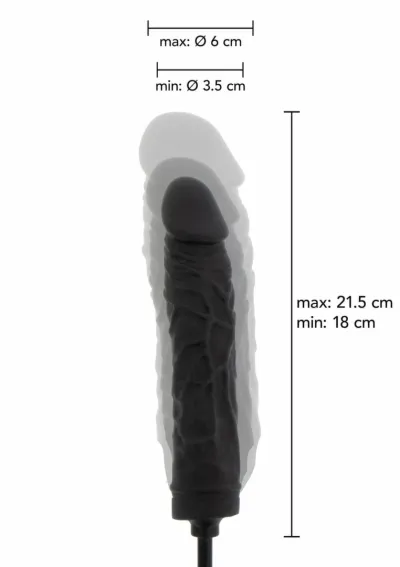 Nafukovací dildo Hidden Desire Extreme Inflatable Dong Advanced, silikon, černé - obrázek 2