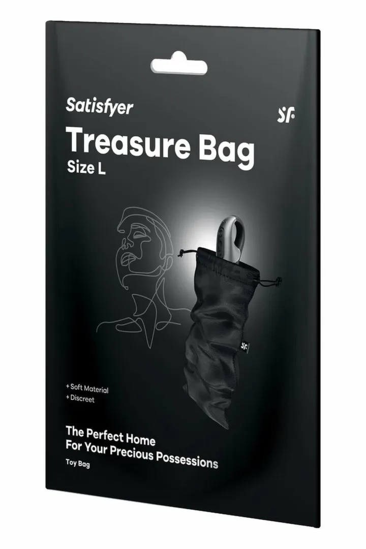 Úložný sáček na pomůcky Satisfyer Treasure Bag L, černý, 27 x 18 cm