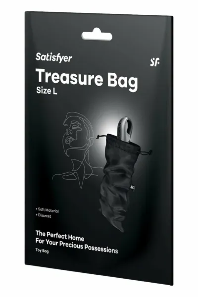 Úložný sáček na pomůcky Satisfyer Treasure Bag L, černý, 27 x 18 cm