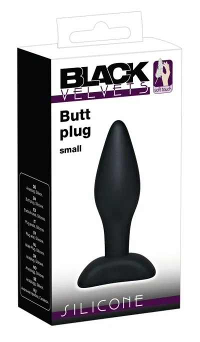 Anální kolík Black Velvets Small Plug, silikon, černý, 9 cm