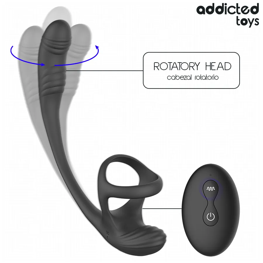 Stimulátor prostaty s erekčním kroužkem Addicted Toys, vibrace a pohyb 360° - obrázek 3