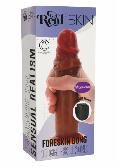 Realistické vibrační dildo ToyJoy Foreskin s pohyblivou kůží a ovladačem, 19 cm - obrázek 2